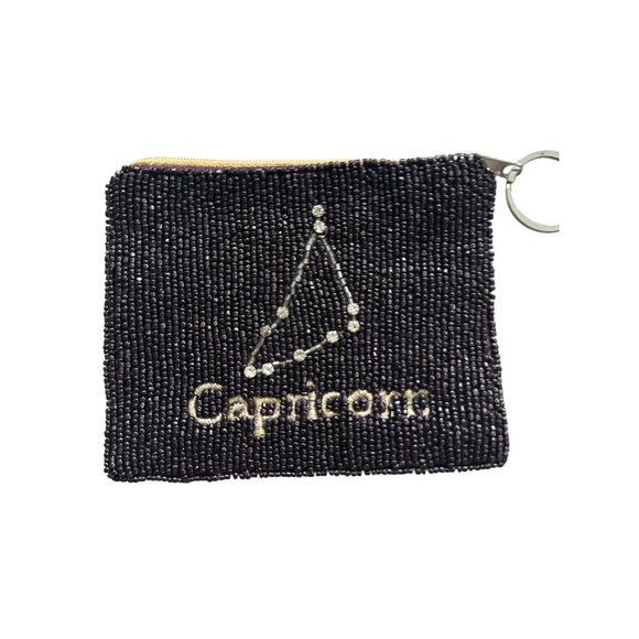 CAPRICORN Beaded Zodiac Astrology Zip Coin Purse - Picture 3 of 8